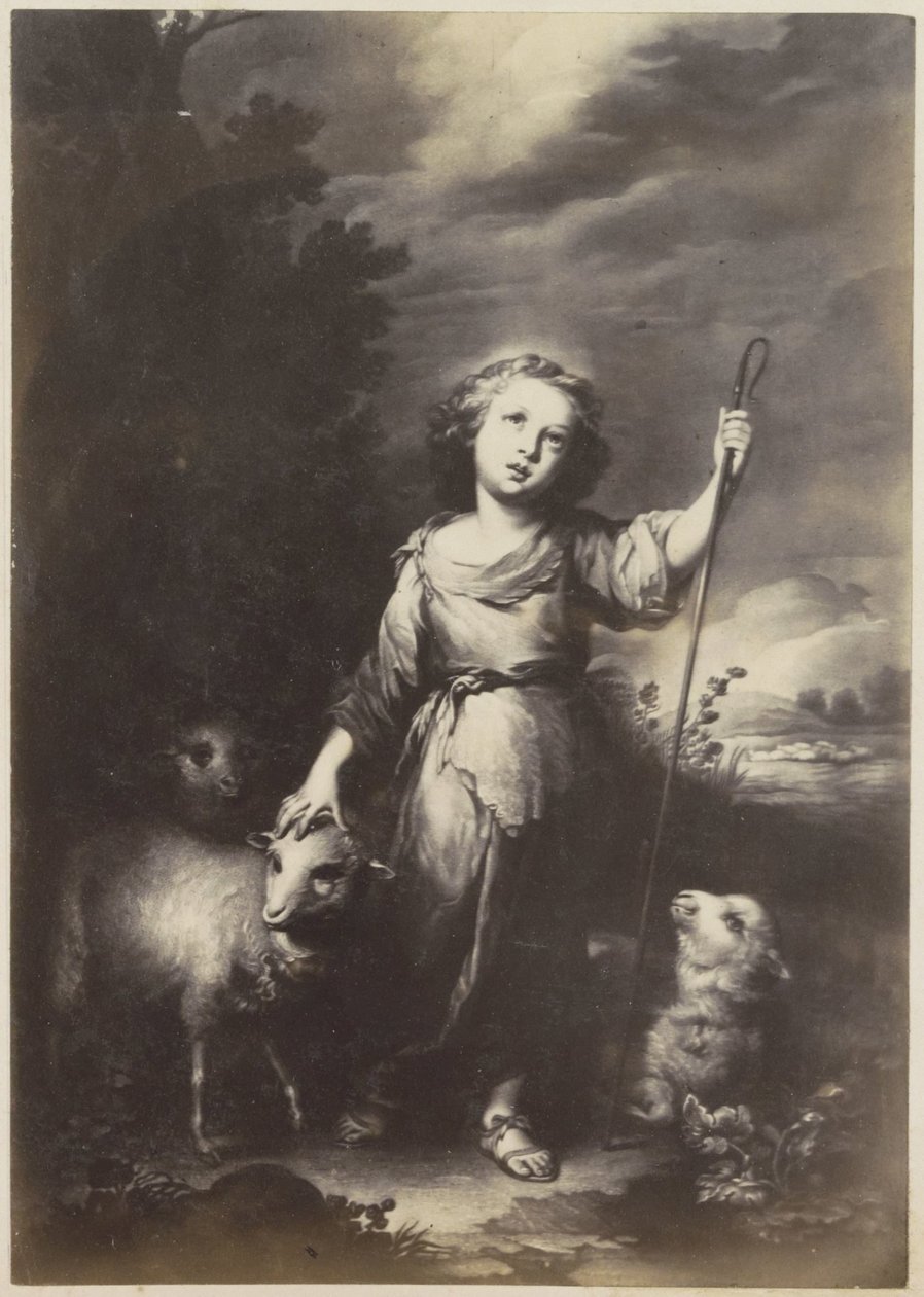 Fotoreproductie van (vermoedelijk) een prent van Johannes de Doper als kind door Anonymous