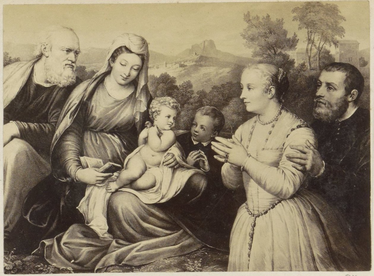 Heilige Familie en stichters (fotoreproductie) door Anonymous