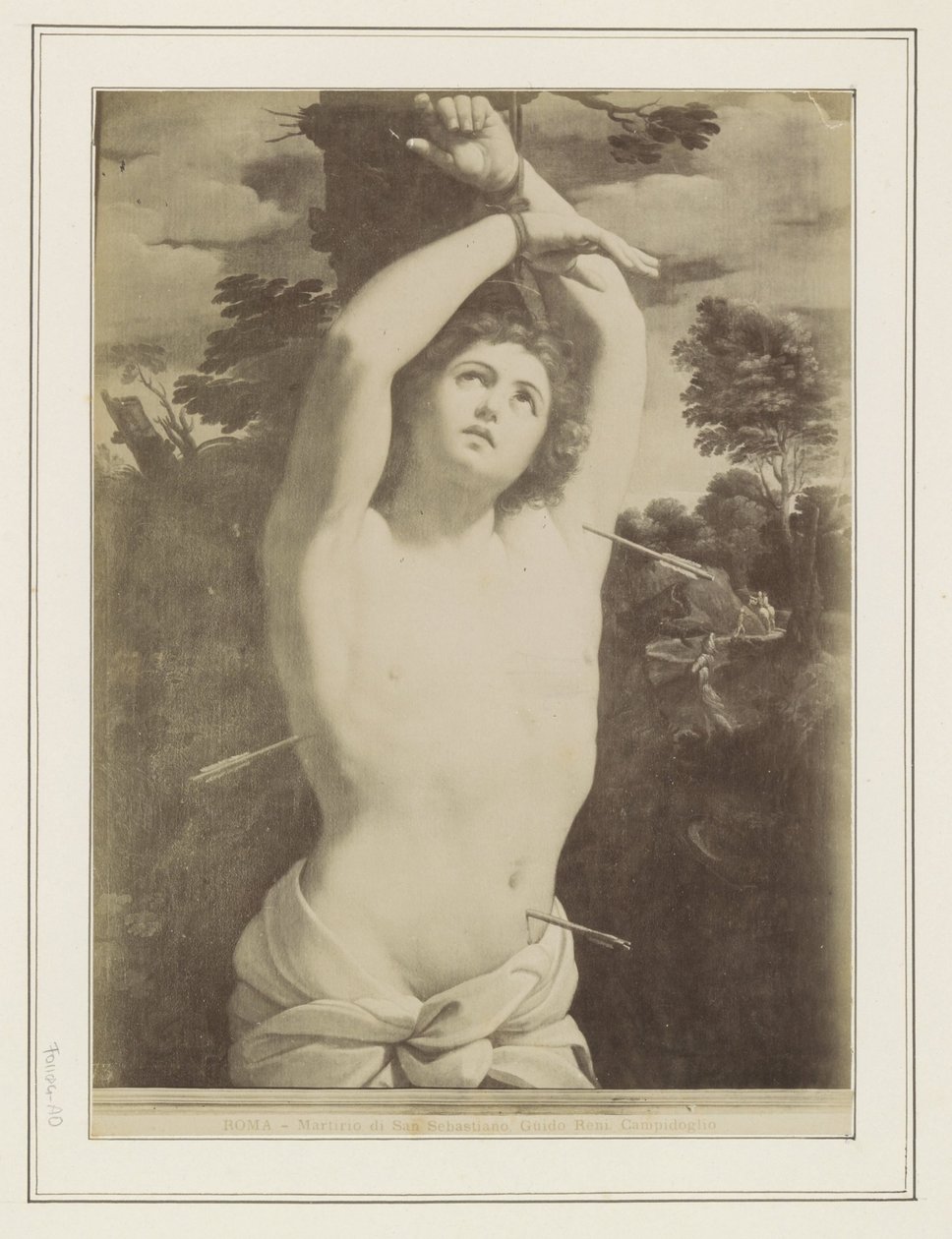 Fotoreproductie van een schilderij door Guido Reni, voorstellend het martelaarschap van Sint-Sebastiaan door Anonymous