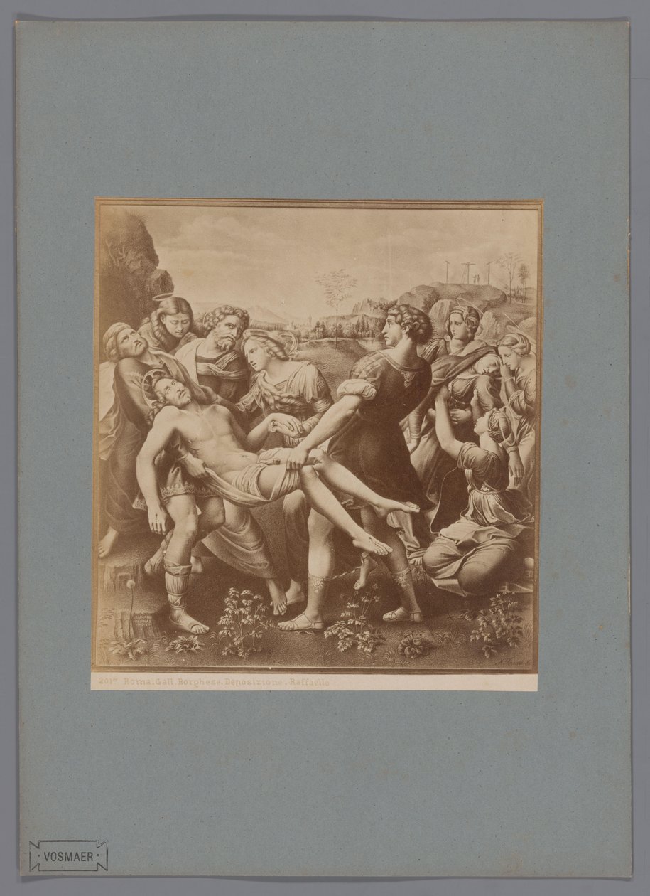 Fotoreproductie van het schilderij Kruisafname door Rafaël, in de collectie van de Galleria Borghese te Rome door Anonymous