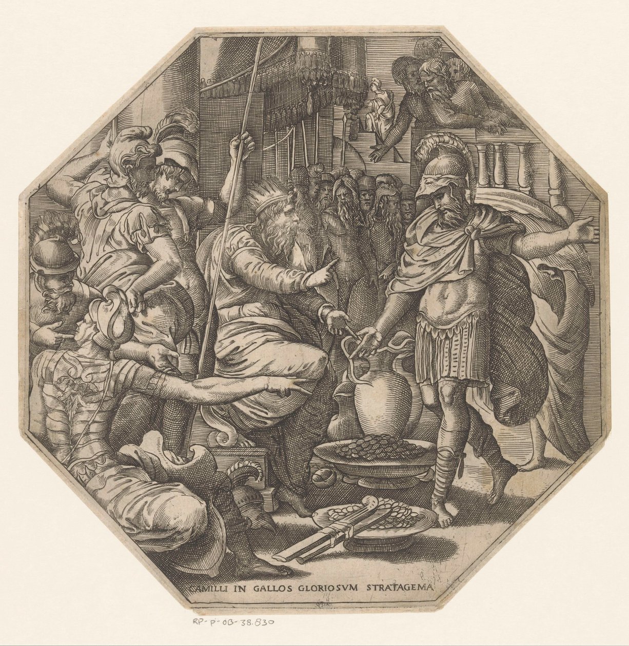 Furius Camillus voor een koning door Anonymous
