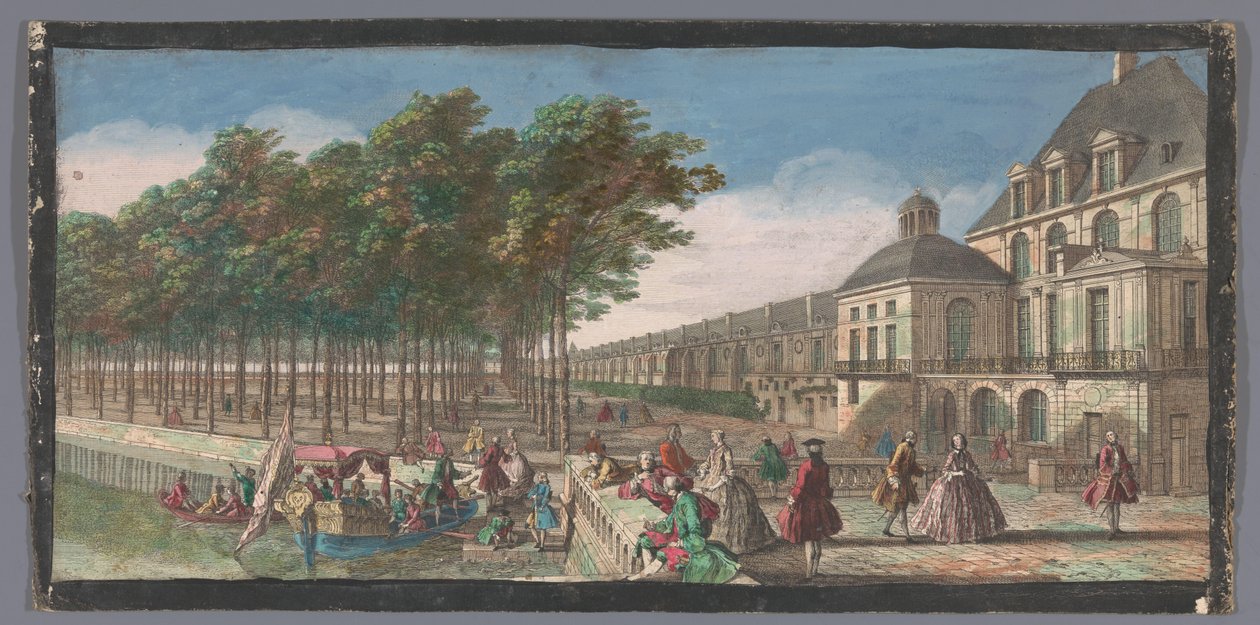 Gezicht op de Cour de la Fontaine van het Palais de Fontainebleau door Anonymous