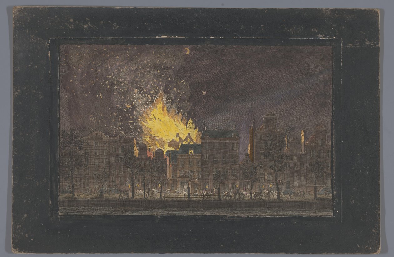 Gezicht op de brand in de Schouwburg te Amsterdam op 11 mei 1772 door Anonymous