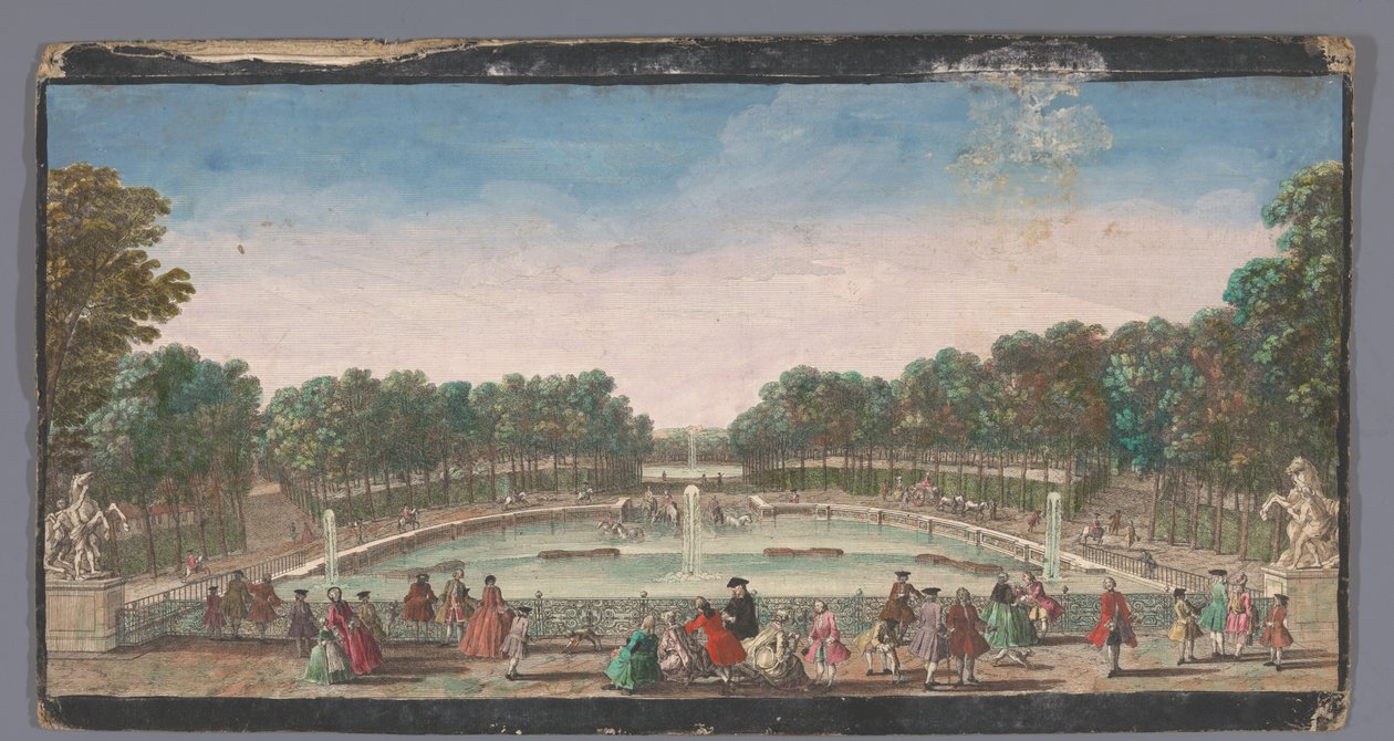 Gezicht op de drinkvijver van de tuin van het Château de Marly door Anonymous