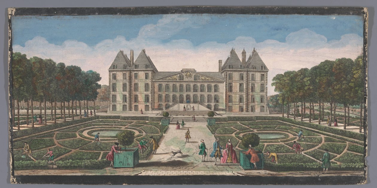 Gezicht op de tuin en het Château de Saint-Maur door Anonymous
