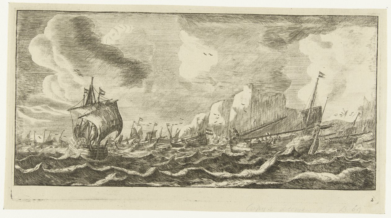 Haringbuizen op zee (Zeegezichten en afbeeldingen van schepen) door Anonymous