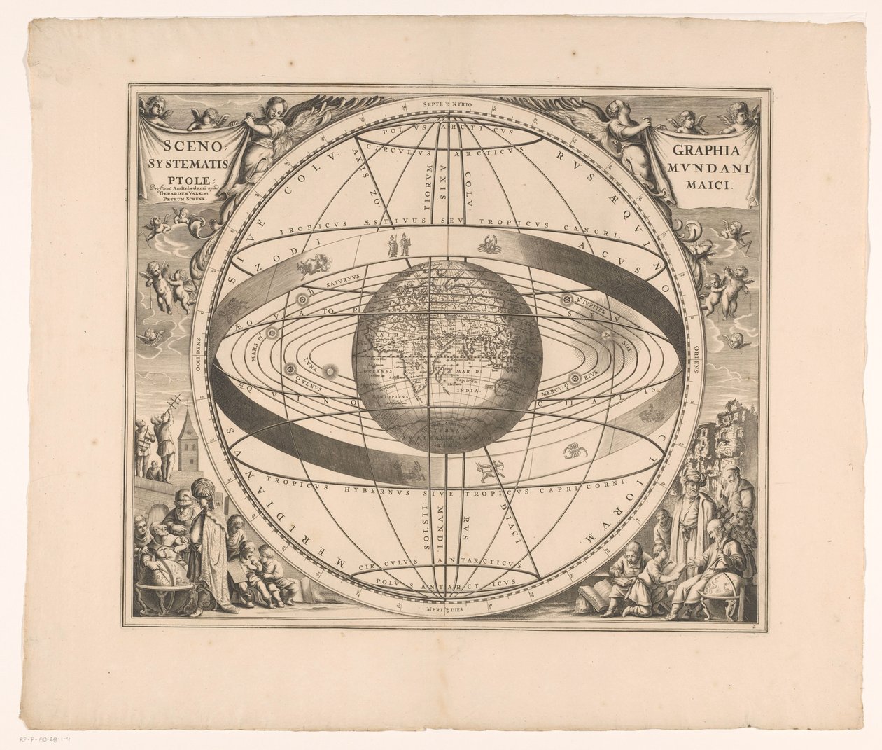 Hemelkaart van het stelsel van Ptolemaeus door Anonymous