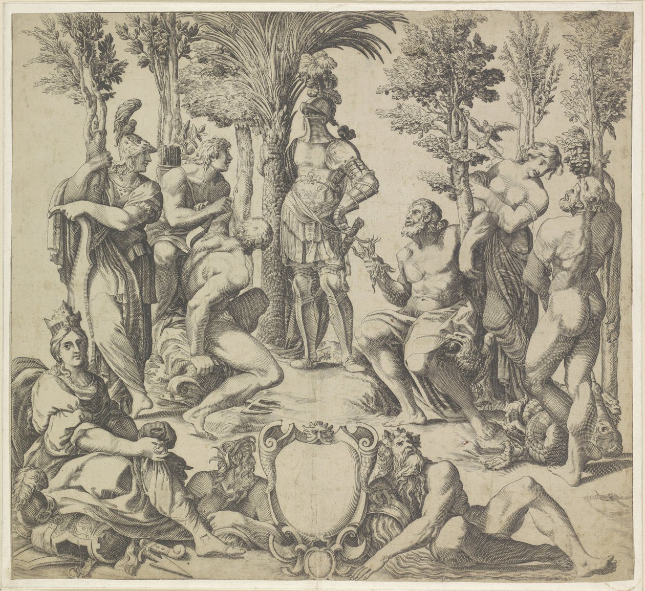 Hertog van Mantua met de zes voornaamste heidense goden door Anonymous