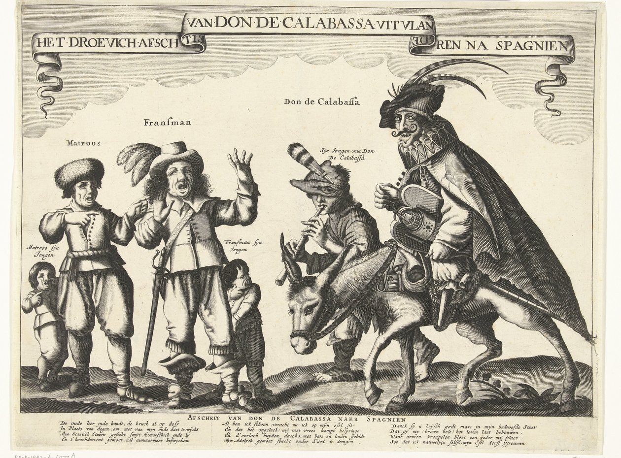 Het droevig afscheid van Don de Calabassa uit Vlaanderen en terugkeer naar Spanje, 1646 door Anonymous