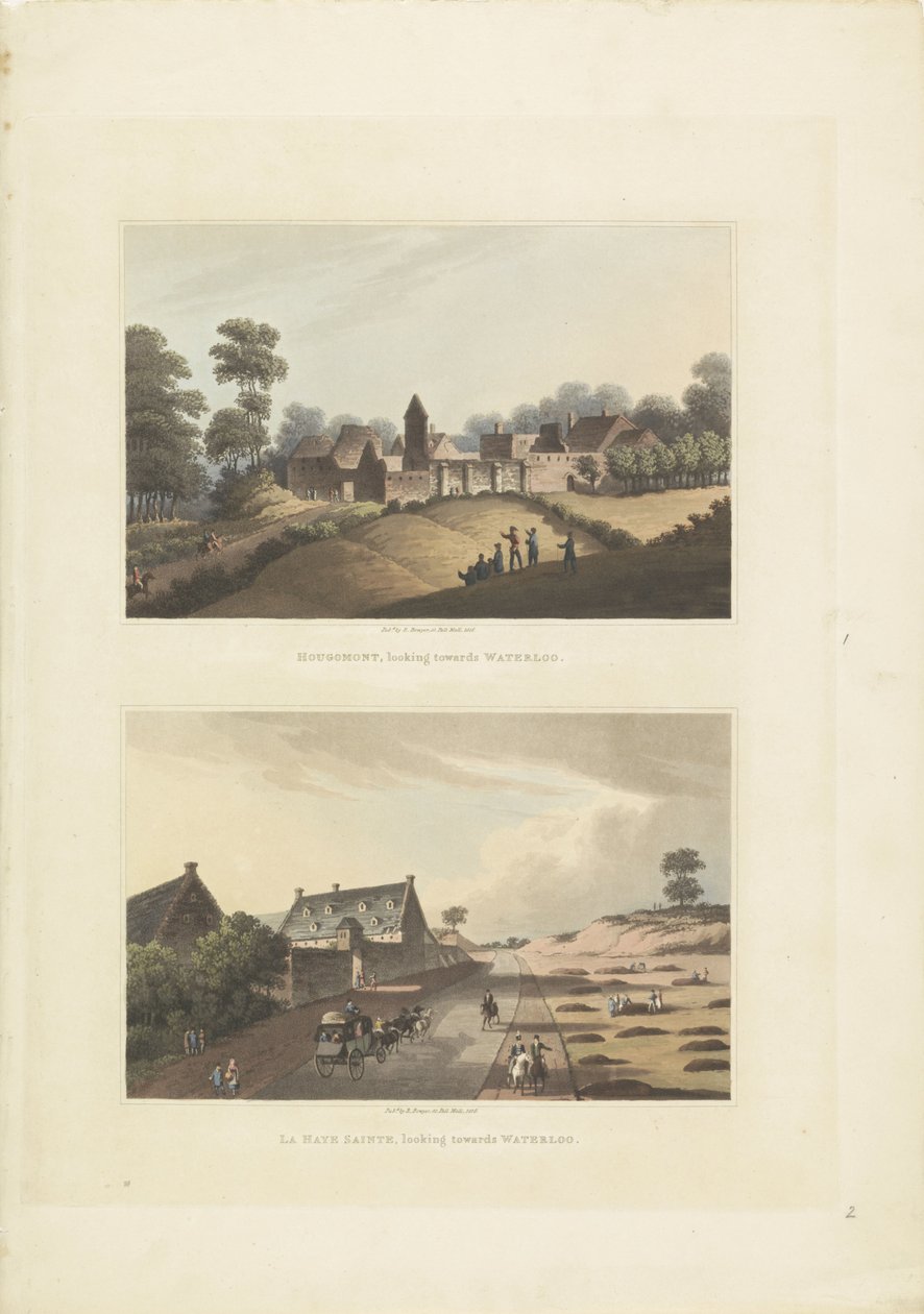 Hougoumont en La Haye-Sainte door Anonymous