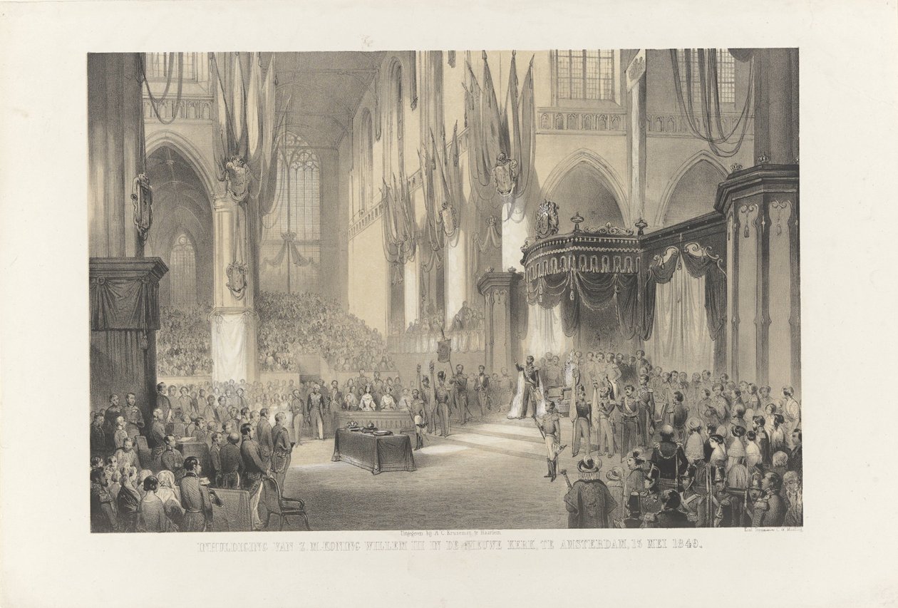 Inhuldiging van Z.M. Koning Willem III in de Nieuwe Kerk, te Amsterdam, 13 mei 1849 door Anonymous