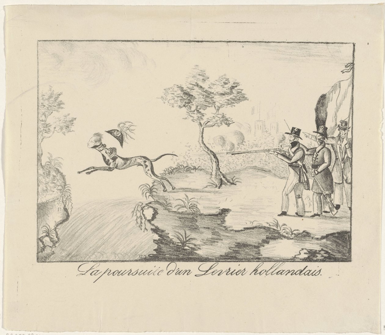 Jacht op een hazewindhond, 1830 door Anonymous