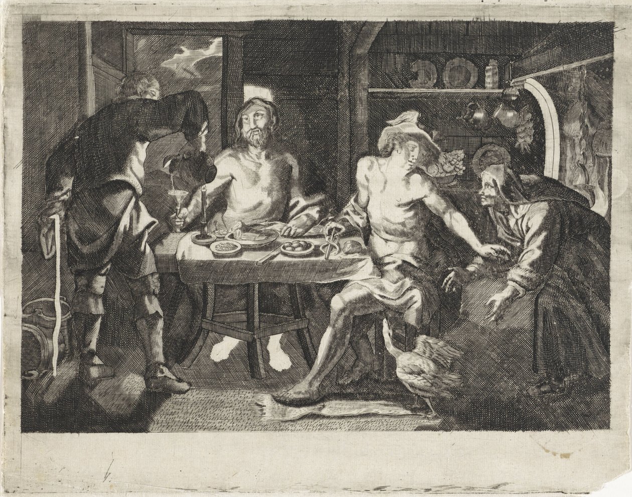 Jupiter en Mercurius in het huis van Philemon en Baucis door Anonymous