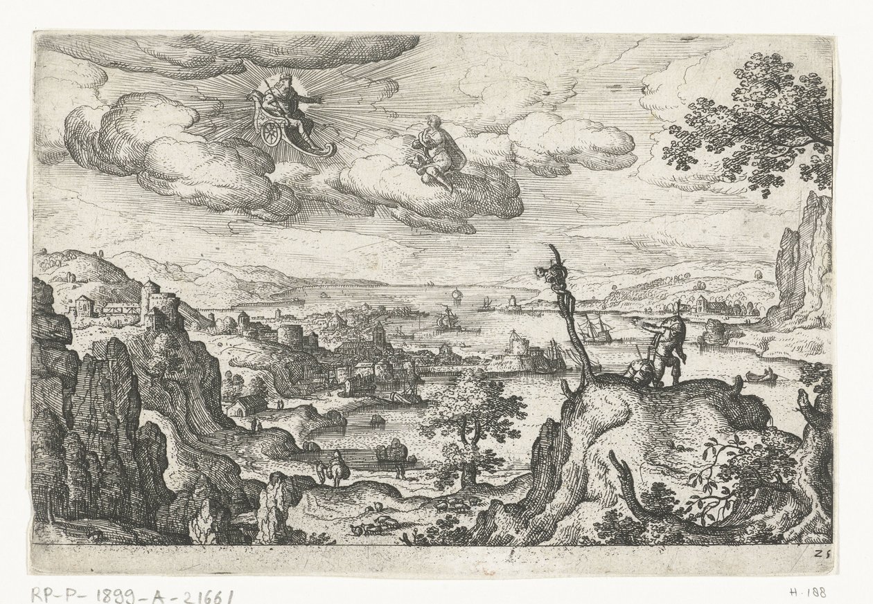 Jupiter in zijn wagen en een andere God door Anonymous