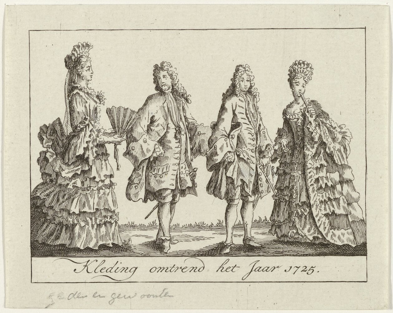 Kleding omstreeks 1725 door Anonymous