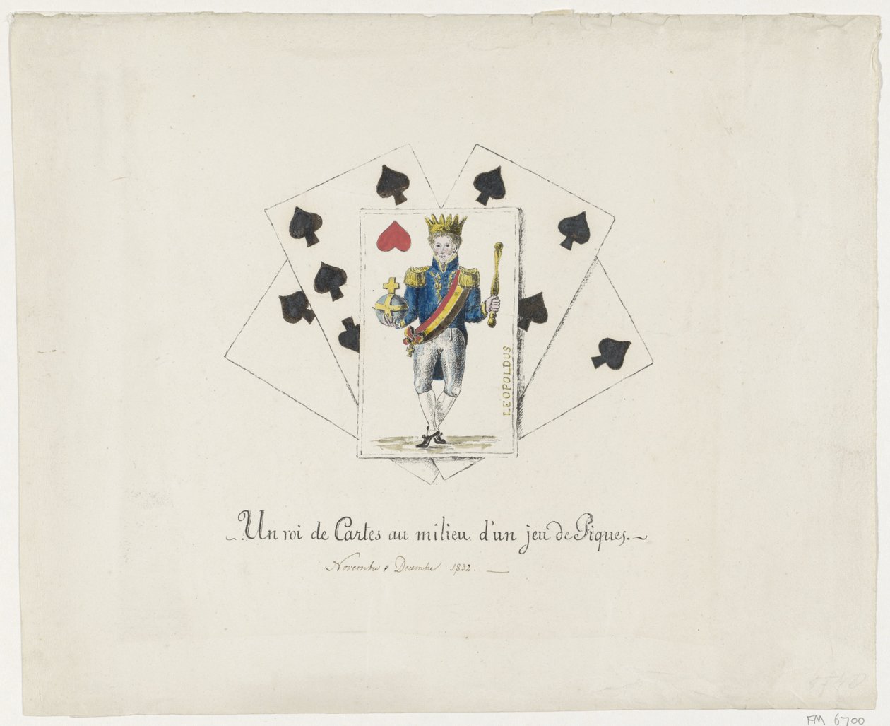 Koning Leopold I als de hartenkoning, 1831-1832 door Anonymous