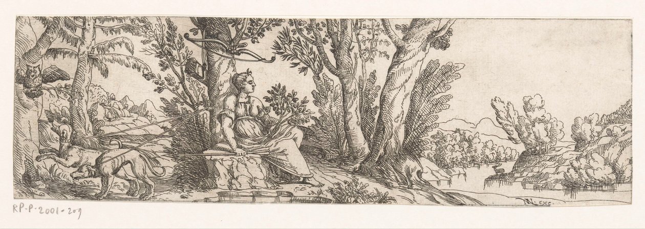 Landschap met Diana en haar jachthonden door Anonymous