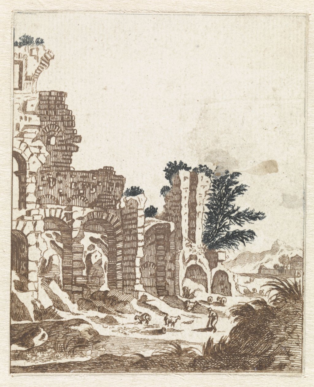 Landschap met een klassieke ruïne door Anonymous