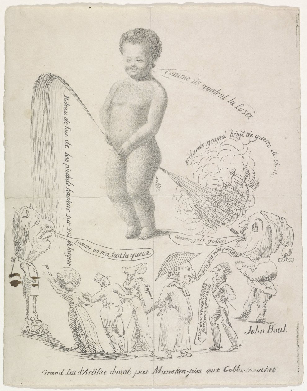 Manneken Pis zorgt voor vuurwerk, 1820 door Anonymous