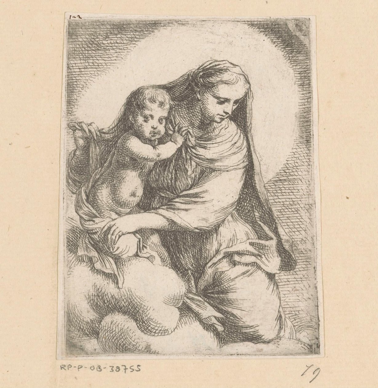 Maria met Kind in de wolken door Anonymous