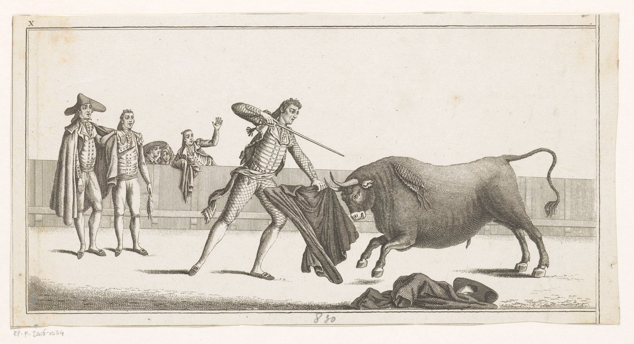 Matador daagt een stier uit door Anonymous