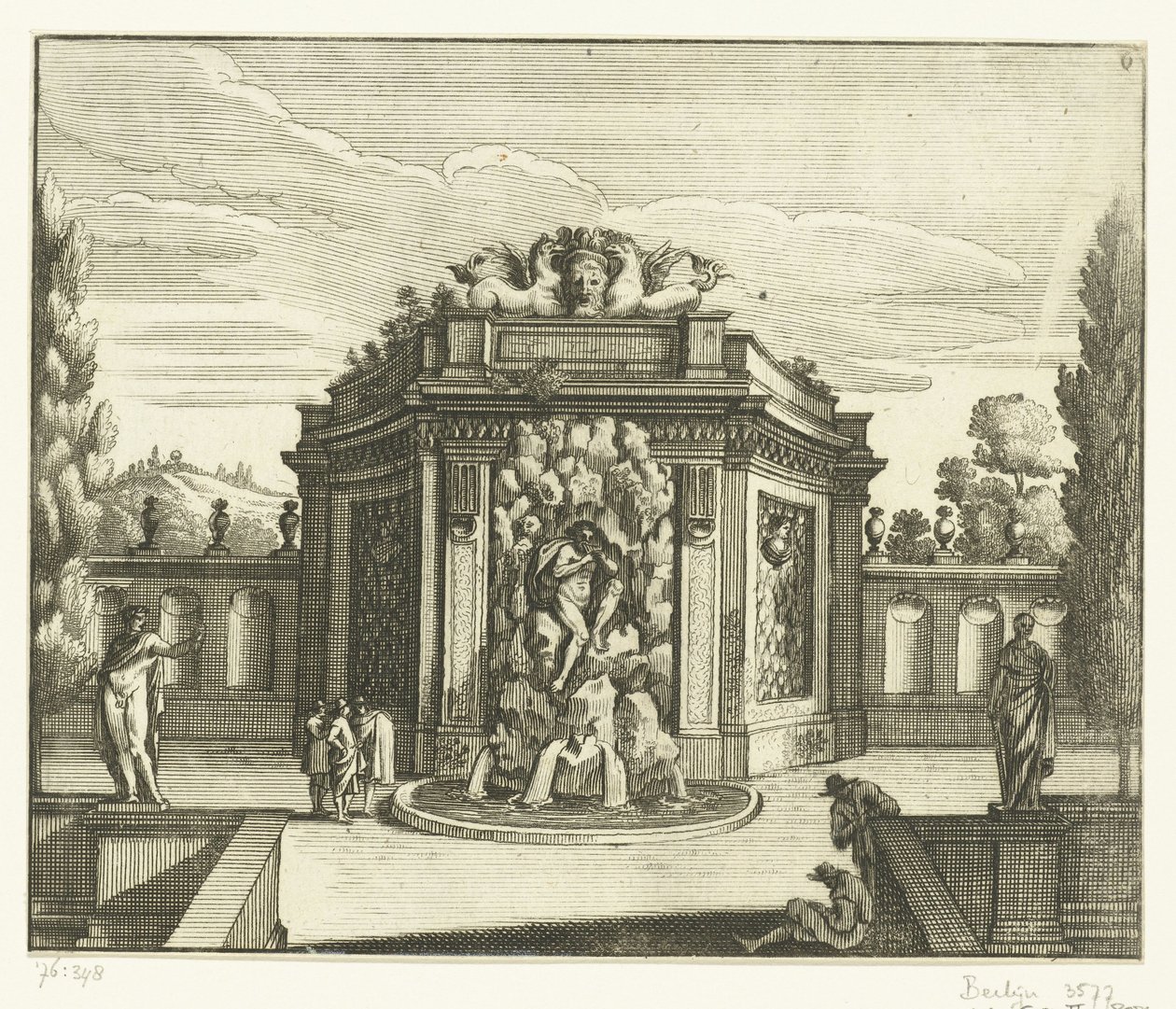 Muurfontein in tuinpaviljoen door Anonymous