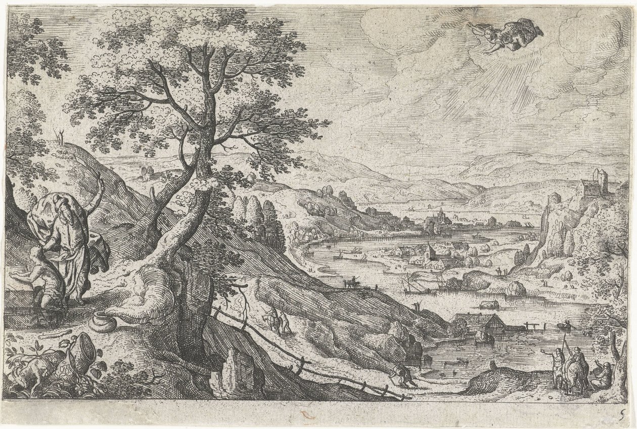 Offer van Isaak (Landschappen met mythologische en bijbelse voorstellingen) door Anonymous