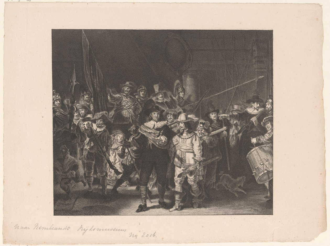 Officieren en andere schutters van wijk II in Amsterdam onder leiding van kapitein Frans Banninck Cocq en luitenant Willem van Ruytenburch, bekend als de 