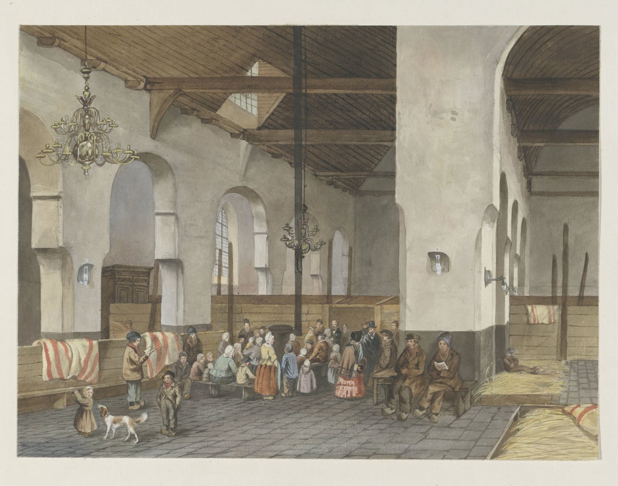 Opvang van de Veenendalers in de Geertekerk te Utrecht, 1855 door Anonymous