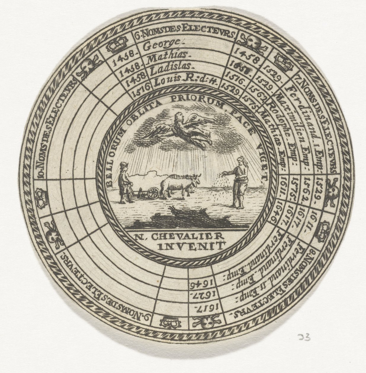 Penning met een embleem en de namen van de Boheemse koningen door Anonymous