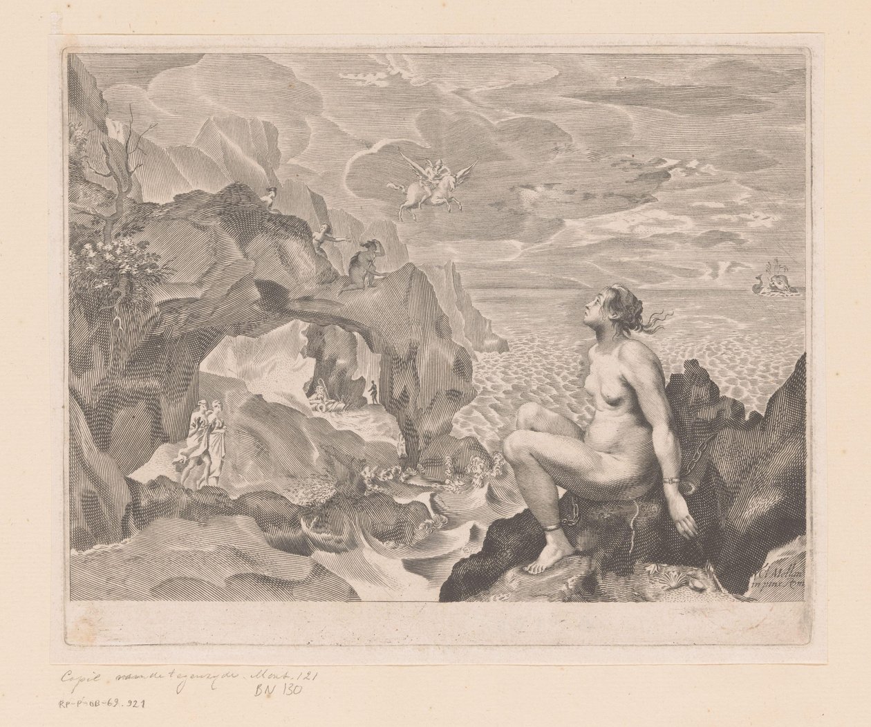Perseus komt Andromeda bevrijden door Anonymous