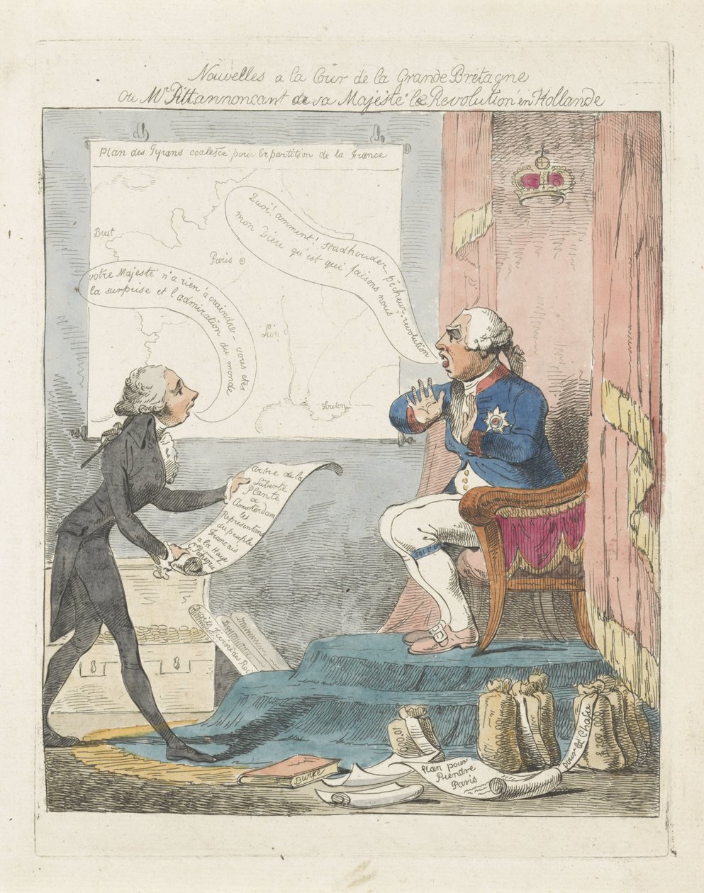 Pitt brengt George III het nieuws over de revolutie in Nederland, 1795 door Anonymous