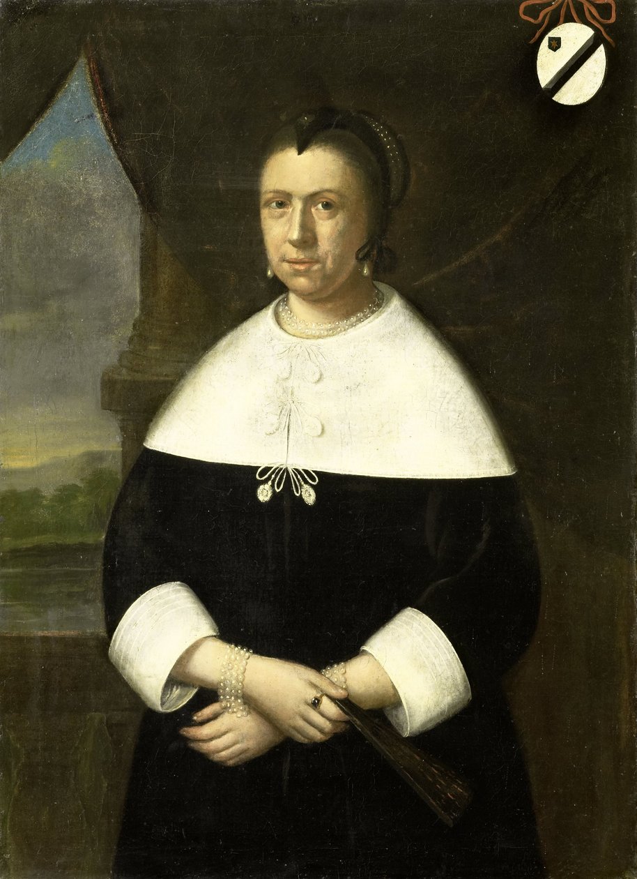 Portret van Maria Quevellerius (1629-64), eerste vrouw van Jan van Riebeeck, of zijn tweede vrouw Maria Scipio (ca. 1630-95) door Anonymous