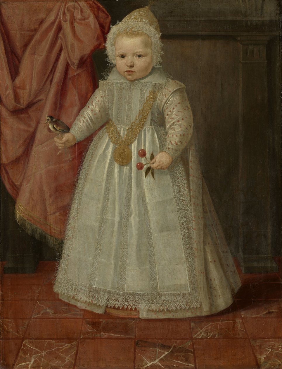 Portret van een kleine jongen, mogelijk Louis van Nassau, later Heer van Beverweerd, De Leck, Odijk en Lekkerkerk, onwettige zoon van Maurits, Prins van Oranje, en Margaretha van Mechelen door Anonymous