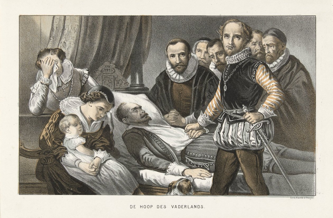 Prins Maurits bij het lijk van Prins Willem de Zwijger, 1584 door Anonymous