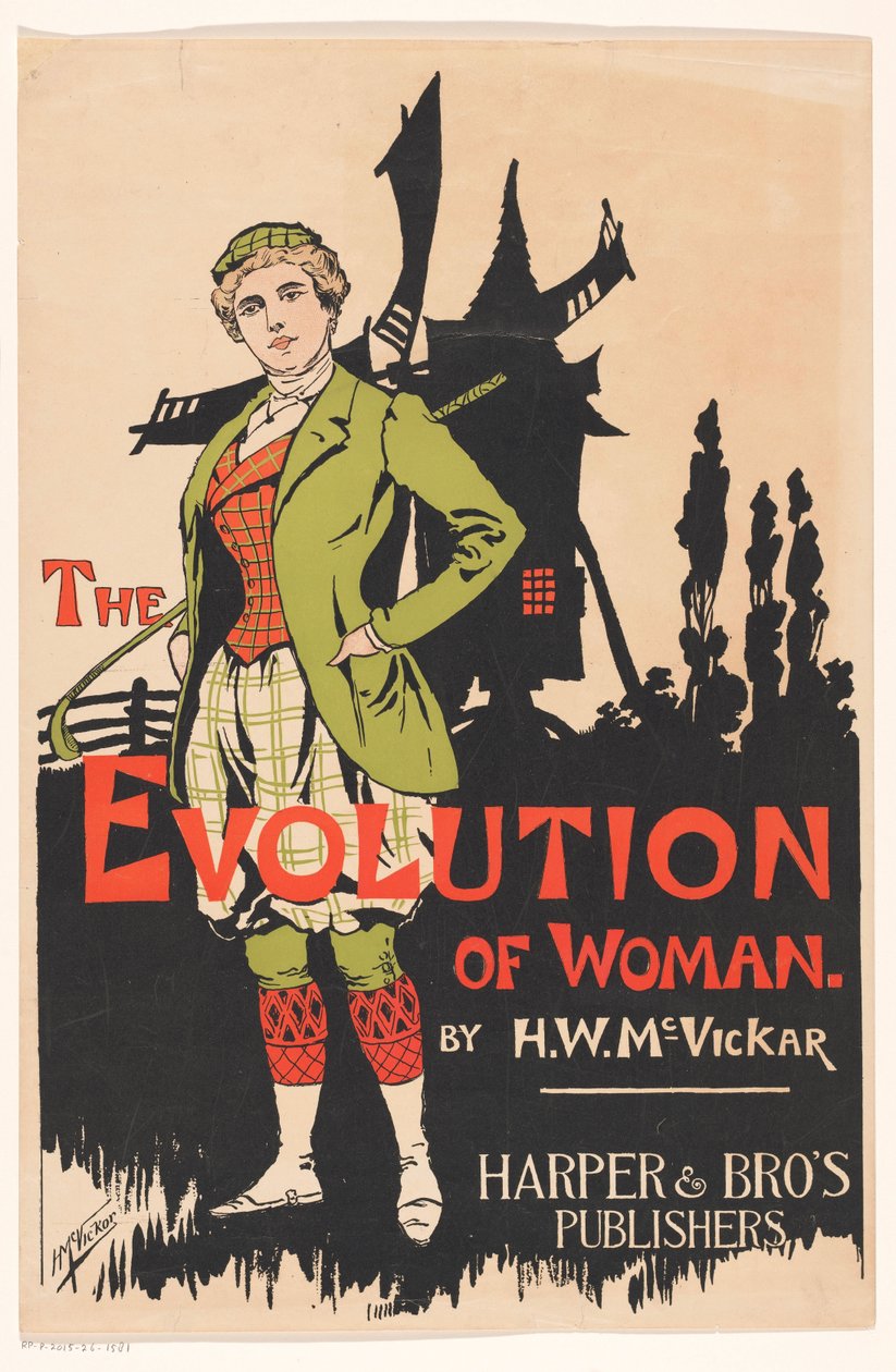 Reclamebiljet voor The Evolution of Woman door Harry Whitney McVickar door Anonymous
