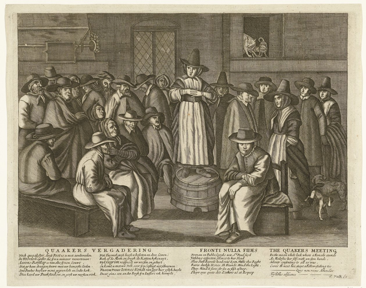 Spotprent op de Engelse Quakers, ca. 1656 door Anonymous