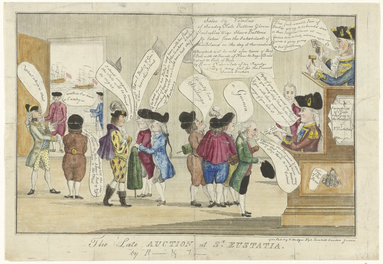 Spotprent op de Engelsen op Sint-Eustatia, 1781 door Anonymous