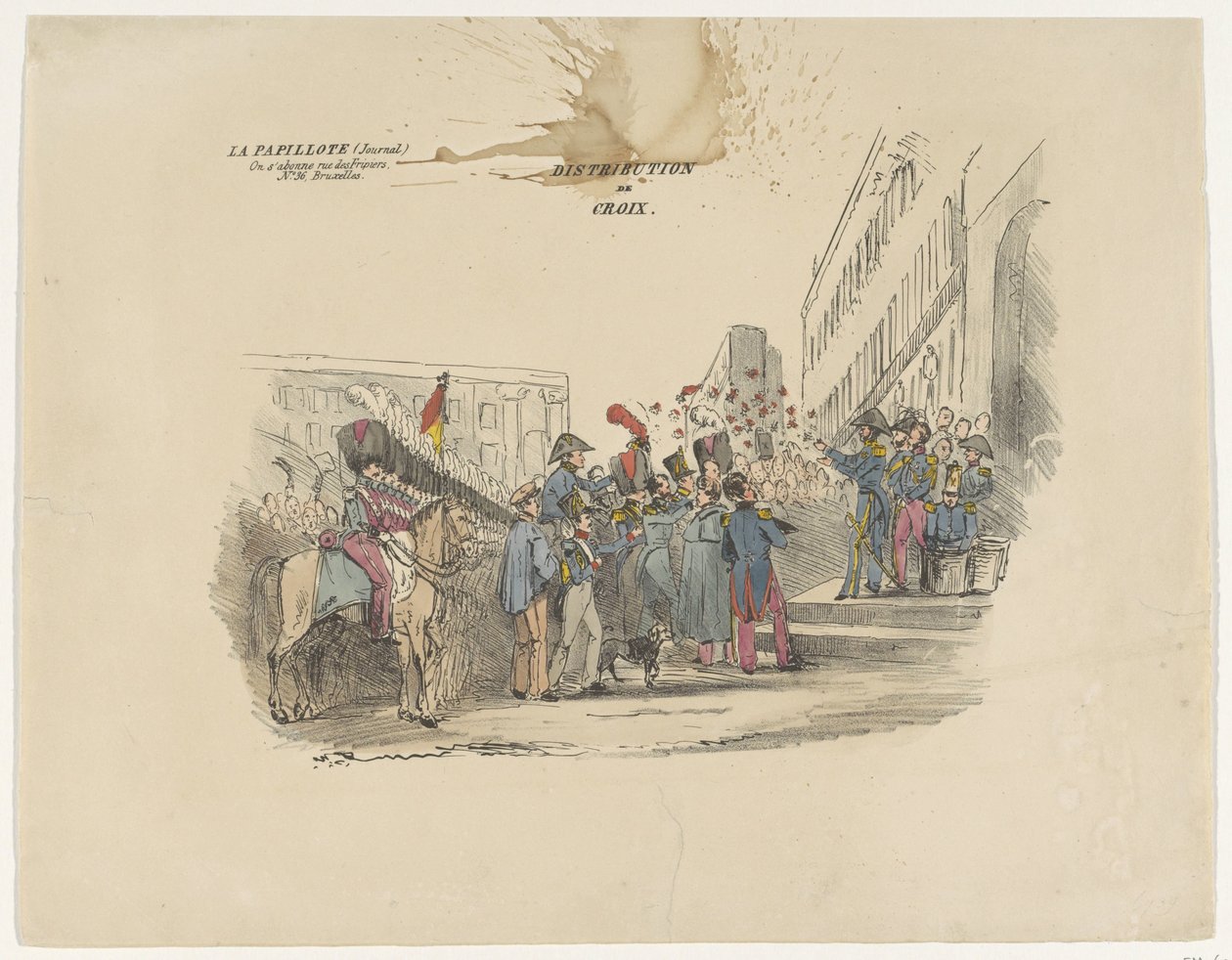 Spotprent op de verdeling van Belgische erekruizen, 1834 door Anonymous