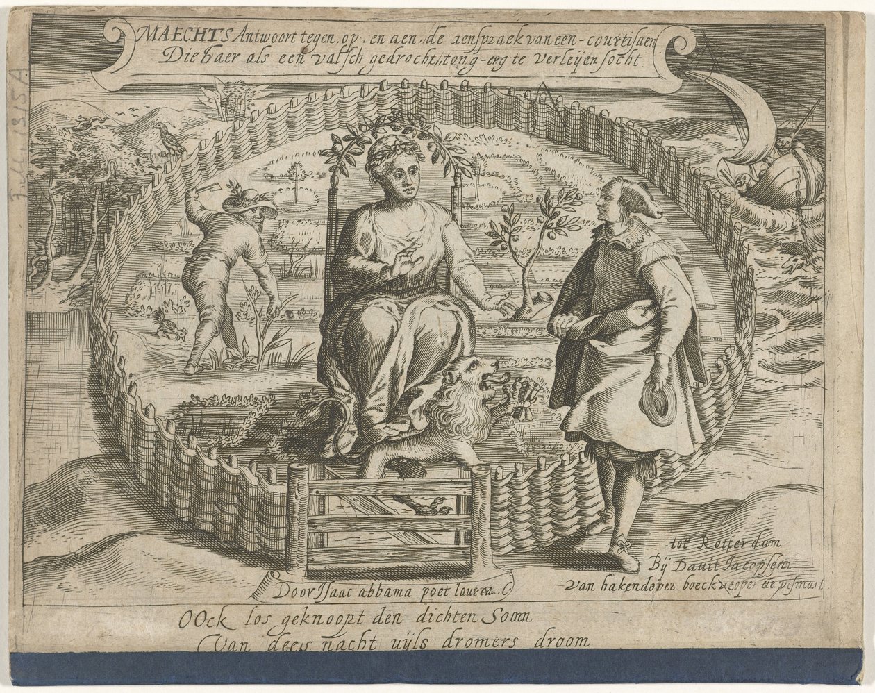 Titelpagina van het pamflet: Maechts antwoort tegen, op, en aen, de aenspraeck van een courtisaen, 1617 door Anonymous