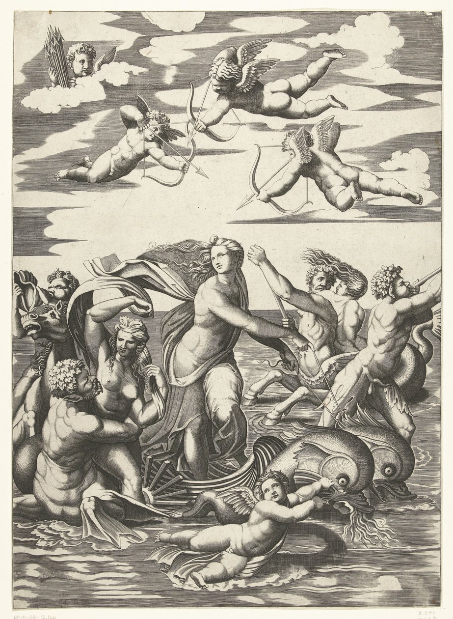 Triomf van Galatea met tritons en nereïden en putti door Anonymous