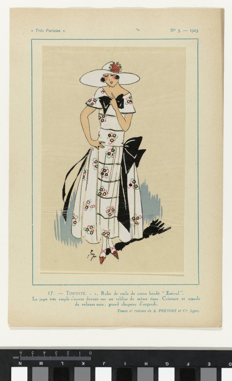 Très Parisien, 1923, No 5: 17.- TIMIDITÉ. - 1. Robe de voile... door Anonymous