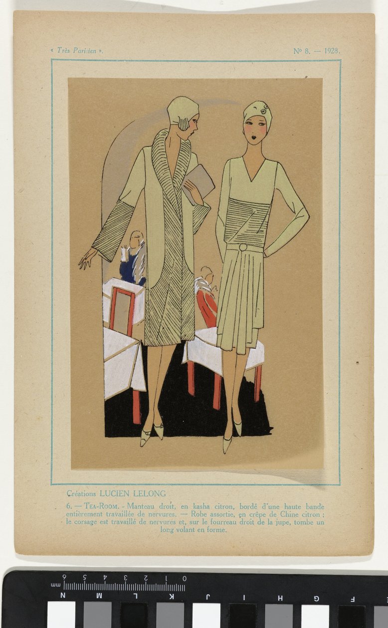 Très Parisien, 1928, No. 8 : Créations LUCIEN LELONG / 6. - TEA-ROOM... door Anonymous