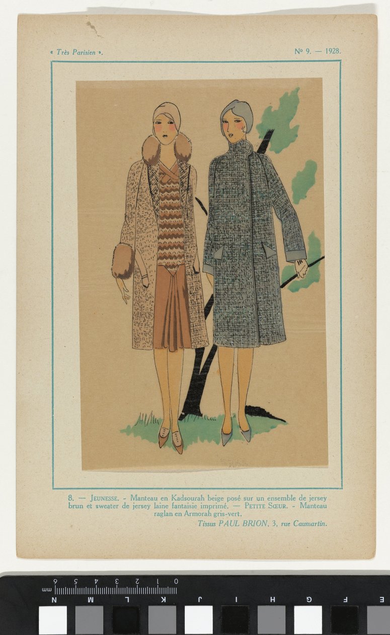Très Parisien, 1928, No. 9: 8.- JEUNESSE. Manteau en Kadsourah door Anonymous