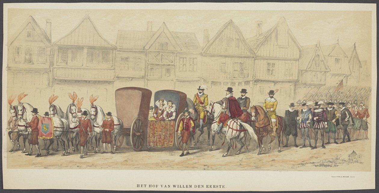 Utrechtse maskerade, plaat e: het hof, 1856 door Anonymous