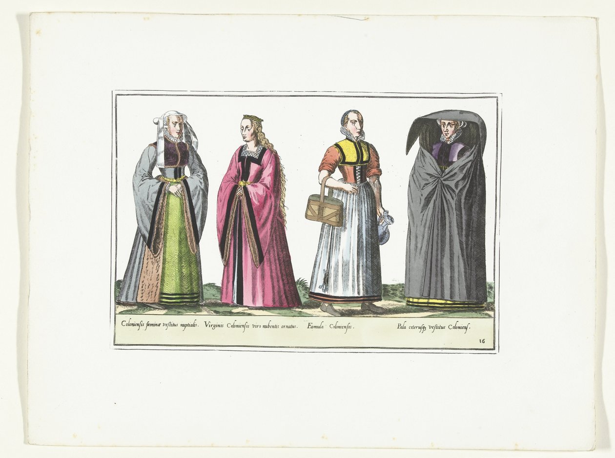 Vier vrouwen gekleed volgens de Duitse mode, ca. 1580 door Anonymous