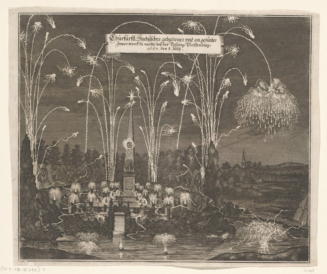 Vuurwerk bij de Pleissenburg, 8 juli 1667 door Anonymous