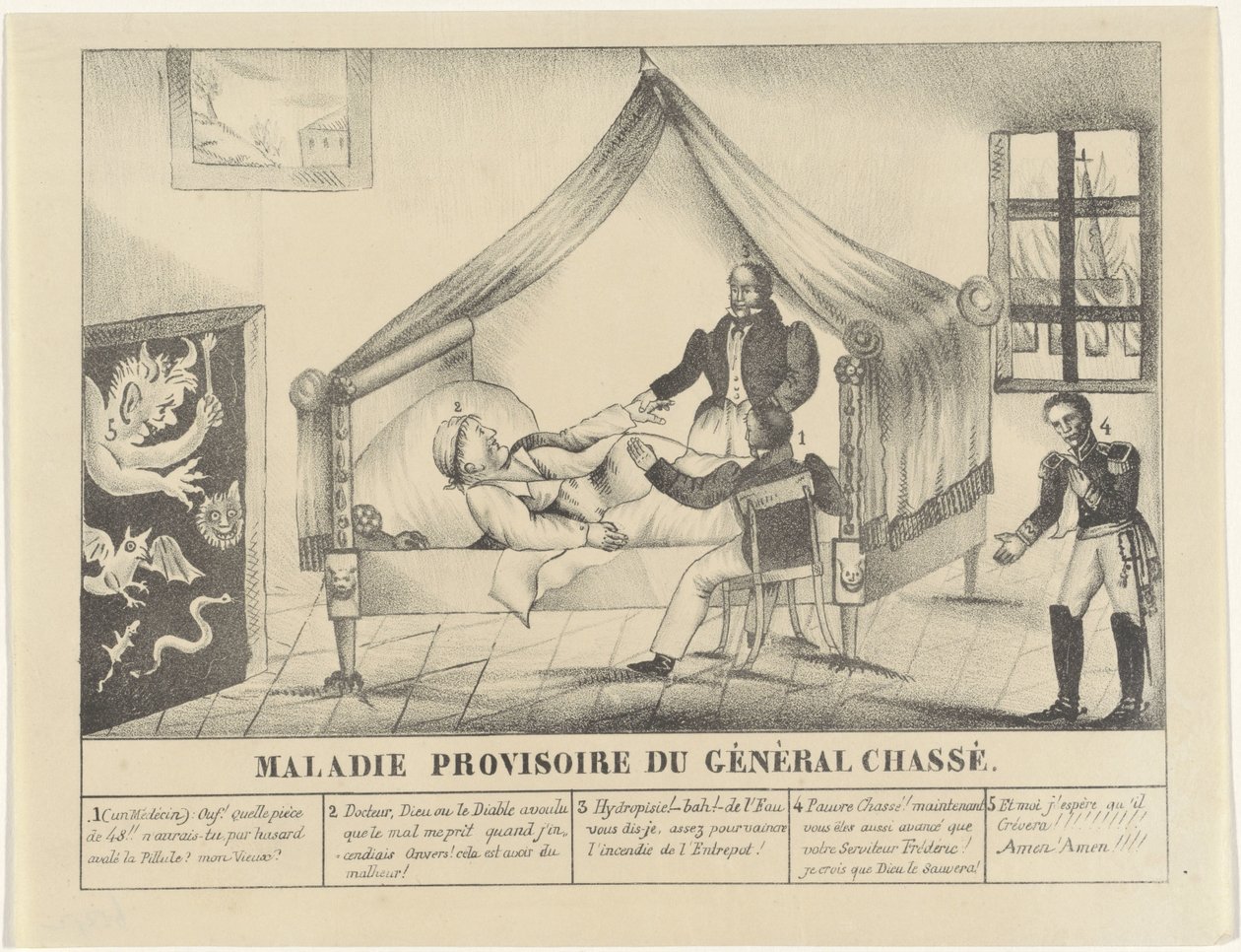 Ziekbed van generaal Chassé, 1830 door Anonymous