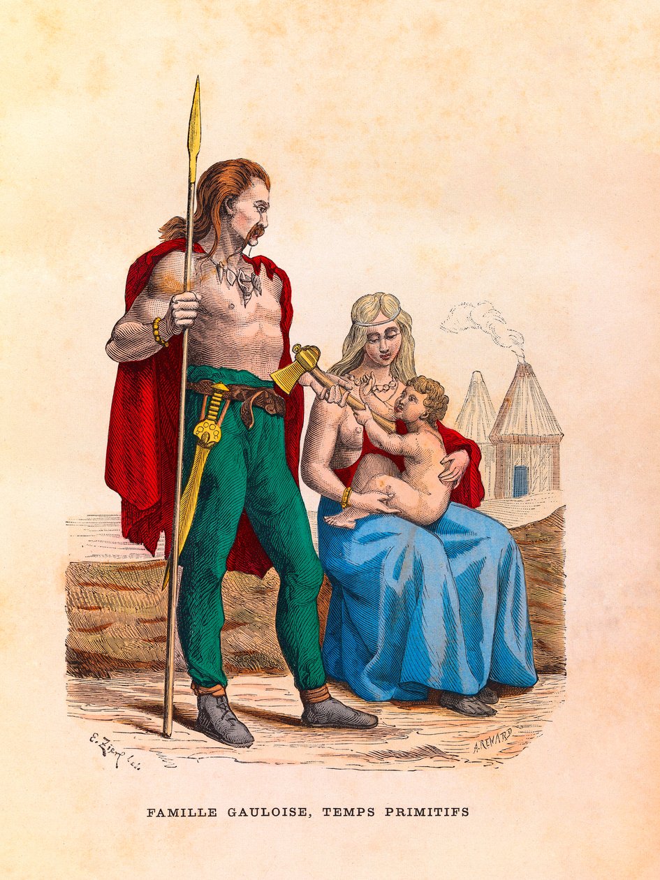 Een Gallische familie tijdens de oudheid, gravure door Anonymous Anonymous