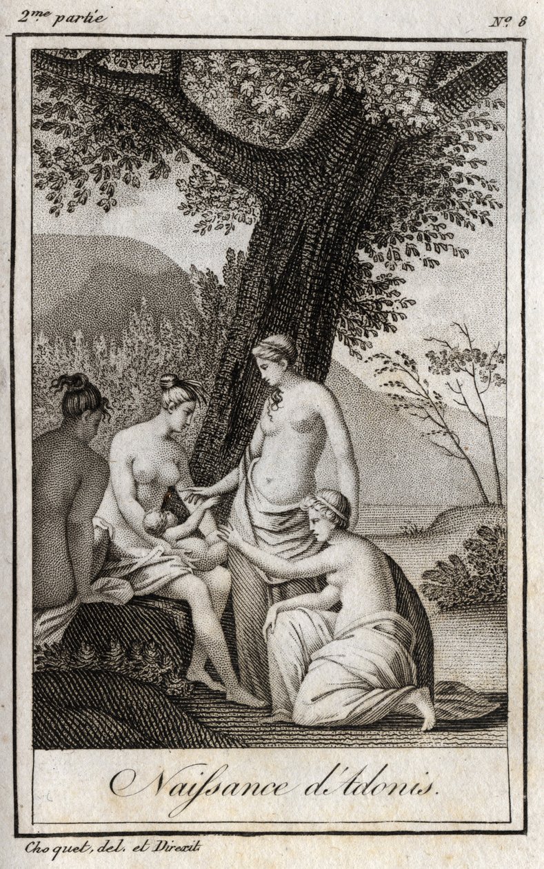 Adonis wordt geboren. Gravure uit 1819 in 